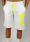 Bermuda bianco con logo fluo
