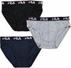 3 Paia. Slip uomo Fila- con elastico esterno- con logo in cotone elasticizzato