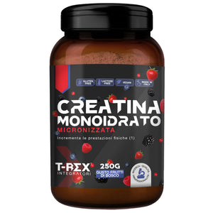 T-rex integratori creatina monoidrata - integratore alimentare per massa muscolare e boost energetico pre workout (frutti di bosco, 250 g)