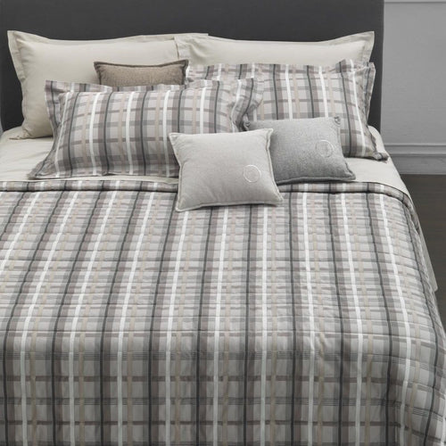 Completo Lenzuola Trussardi Light Tartan Matrimoniale Raso di Cotone - The King Luxury