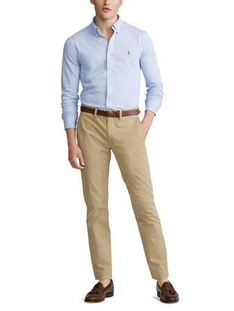 Camicia Uomo Polo Ralph Lauren Camicia Casual Slim Fit Aderente In Oxford In Cotone Collo Button Down Logo Pony Ralph Lauren Ricamato