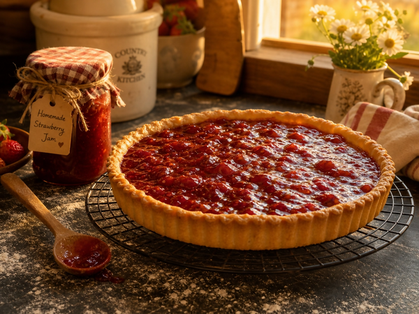 Crostata arigianale con marmellata di fragola