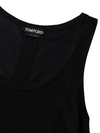 Tom Ford Top smanicato in seta nera da donna