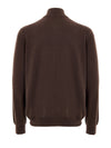 Gran Sasso Maglione Cardigan in Lana Marrone con Zip da uomo