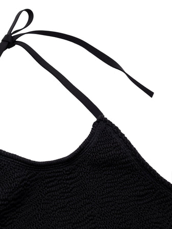 Bottega Veneta Costume Due Pezzi in Nero Lavorazione Mille Pieghe da donna