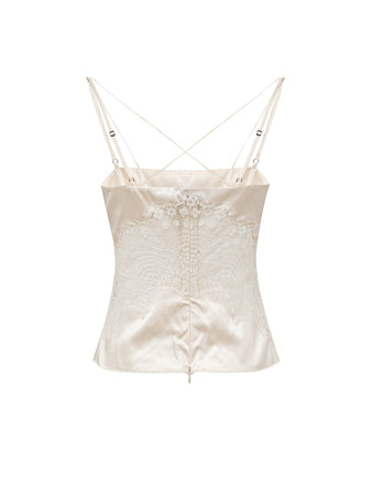 Tom Ford Canotta in Seta Bianca con Pizzo da donna