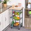 Carrello da Cucina con Cassetti Estraibili e 2 Portabottiglie, in Legno di Pino e Metallo, 47x37x83 cm YY9801-130YY9