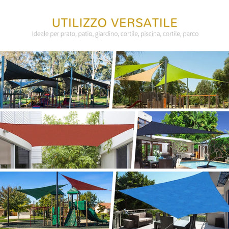 Tenda da Sole Triangolare Anti-UV e Traspirante con Ganci a D, in HDPE, 5x5x5 m VC3840-231VC3