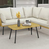 Set da Giardino 4 Pezzi in Rattan PE con Tavolino da Esterni 90x45x42 cm e 2 Divanetti per Esterni 6ex63x74 cm, Bianco Crema 860-324V00CW