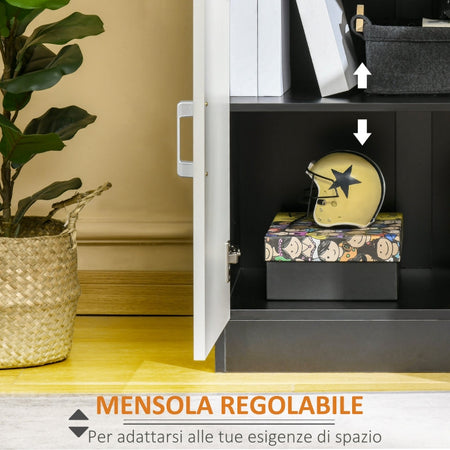 Mobiletto con Cassetto e Ripiano Regolabile per Cucina, Soggiorno e Anticamera, in MDF, 60x40x90cm, Bianco e Nero , multiuso ufficio studio ingresso camera bagno F838-219A
