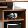 Scrivania per Computer Moderna Porta PC in Legno con Cassetti, Scrivania Salvaspazio Con Libreria, Mensola Estraibile e Porta Tastiera, 120x55x85cm, Marrone ZA6920-011V01ZA6