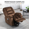 Poltrona Relax Alzapersona Reclinabile, Massaggiante e Riscaldata in Velluto, Marrone WS9713-160V90DRWS9