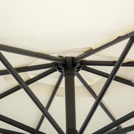 Ombrellone Decentrato da Giardino con Base a Croce Inclusa, in Metallo e Poliestere, 3x2.5 m, Beige 01-0218