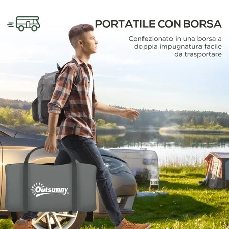 Tenda da Campeggio 4 Posti Impermeabile con Zona Notte e Zona Giorno, in Poliestere, 460x300x200 cm, Verde WY5A20-398V00SDWY5