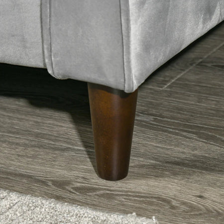Divano Letto 3 Posti con Poggiapiedi e Schienale Reclinabile, Rivestimento Velluto e Seduta Imbottita, 218x85x86 cm, Grigio Chiaro 839-070V00LG