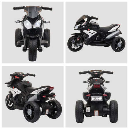 Moto Elettrica per Bambini 3-5 Anni Max. 25kg con Luci, Musica, Batteria 6V e Velocità 3km/h, 86cmx42cmx52cm Nera DF4370-103V90BKDF4