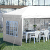 Gazebo da esterno bianco con Finestre Regolabile in Altezza e tende Removibili 5.9x3x2.7m 84C-431V00WT
