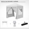 Gazebo Pieghevole Pop-up Outsunny 2x2 m Impermeabile con 4 Pareti Rimovibili, Bianco, con Borsa da Trasporto