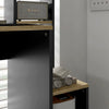 Scrivania Moderna con Ripiani e Supporto per CPU in Legno, 114x45x138cm, Grigio e Legno Naturale CK1920-081V00GYCK1