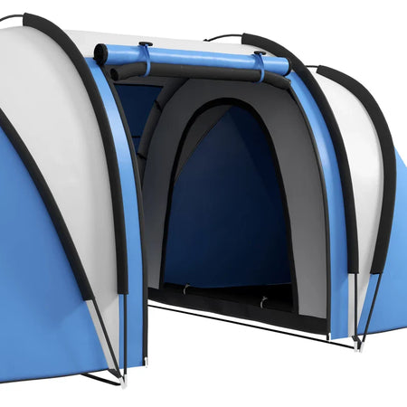 Tenda da Campeggio 3 Posti con 2 Stanze Interne con Finestre e Coperture, 475x264x172 cm, Nero EJ8A20-285V00BKEJ8