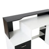 Scrivania per Ufficio con Ripiano Stampante, 2 Cassetti e 3 Mensole, in MDF Bianco e Nero, 137 x 55 x 92cm ZB4920-026ZB4