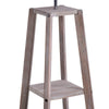 Lampada da Terra in Legno con 3 Ripiani e Paralume in Tessuto, 45x45x148cm, Grigio VB8B31-144VB8