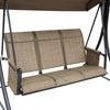 Dondolo da Giardino a 3 Posti con Tettuccio Regolabile e Tasche Portaoggetti Marrone 196x128x172cm 84A-110V01