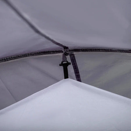 Tenda da Campeggio 2-4 Posti con Vestibolo e Porte con Cerniera, 426x206x154cm Grigio EM6A20-173CGEM6