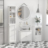 Colonna Bagno con Ripiano a 3 Livelli e Armadietto Chiuso, in MDF e Truciolato, 34x20x165 cm, Bianco RF5834-242RF5
