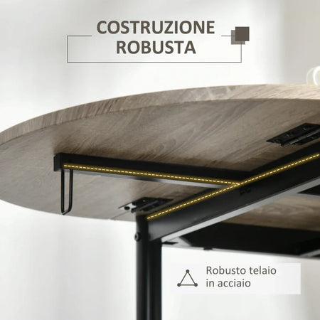 Set da Pranzo 3 Pezzi con 2 Sedie e 1 Tavolo da Pranzo Ovale in MDF e Acciaio per Spazi Limitati UH7835-644UH7