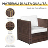 Set Mobili da Giardino Rattan PE da 3 Pezzi, 2 Poltrone da Esterno, Tavolino e Cuscini, Marrone 860-073BN