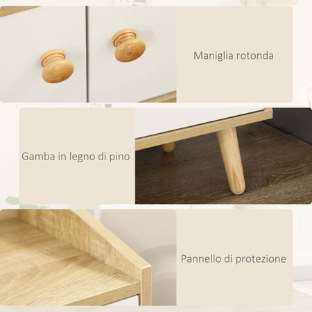 Mobile credenza da Cucina con 2 Armadietti e Cassetto, 90x30x94cm, in legno mobiletto multiuso ingresso soggiorno ufficio studio camera cameretta bagno F835-546A