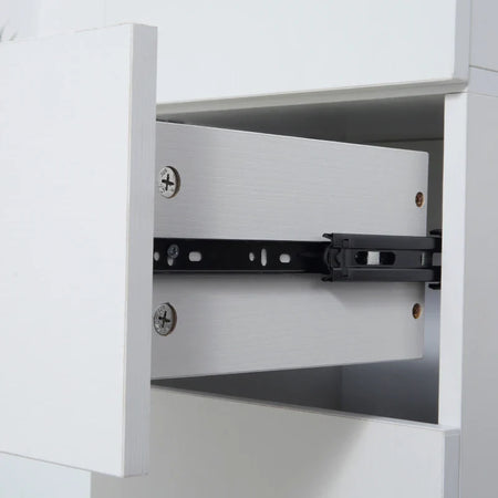 Mobile Bagno con Ripiano Regolabile, 2 Ripiani Chiusi e un Cassetto in Legno, 30x28x180 cm, Bianco GB9834-463GB9