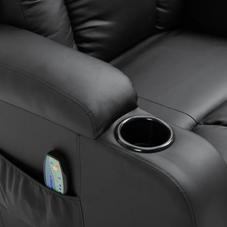 Poltrona Relax Reclinabile fino 150° in Finta Pelle con 8 Punti Massaggio e Riscaldamento, Nero WS7700-050V92BKWS7