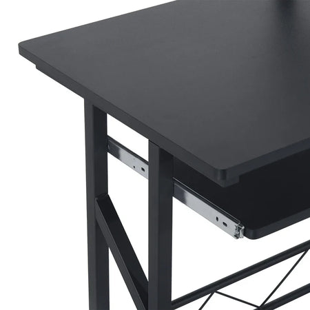 Scrivania per Computer Salvaspazio in Acciaio e Legno, Scrivania da Ufficio con Cassetto, Ripiano Tastiera Estraibile 90 x 50 x 95cm YG8920-018BKYG8