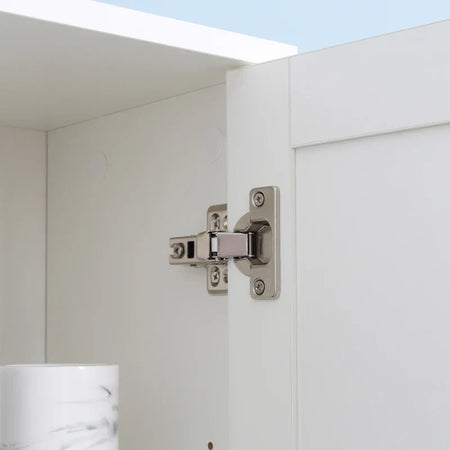 Colonna Bagno Salvaspazio in Legno con Specchio e Apertura a Pressione, 30x28x170cm, Bianco KL7834-461V01KL7