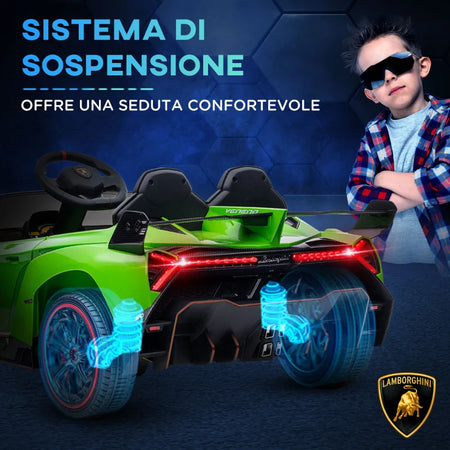 Macchina Elettrica per Bambini Lamborghini Veneno 12V con Telecomando, Età 3-6 Anni, Verde FG4370-279V90GNFG4