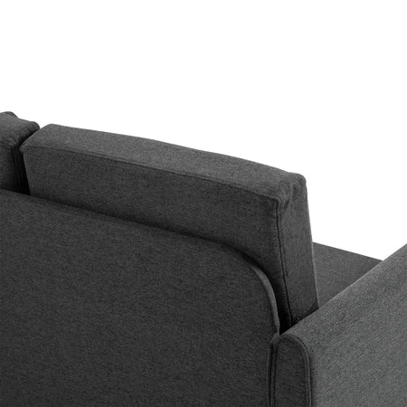 Divano a 2 Posti a Seduta Ampia con Cuscini Rimovibili da Salotto in Tessuto Effetto Lino e Gommapiuma, 141x70x78 cm, Grigio scuro e Nero SE2833-653CGGT2