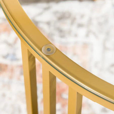 Set 2 Tavolini da Salotto Oro e Rovere HY5839-810V00MXHY5 , soggiorno salotto basso nero bianco marrone grgio design moderno sala moderno alto divano camera legno vetro rotondo