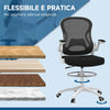 Sedia da Ufficio Ergonomica in Tessuto Traspirante con Altezza Regolabile e Braccioli Ribaltabili, 59x65x110-130 cm JK6921-628V00BKJK6