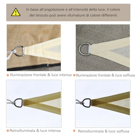 Tenda a Vela Triangolare Parasole in HDPE per Spazi Esterni, 3x3x3 m, Crema Bianco Avorio ZX201-0617ZX2