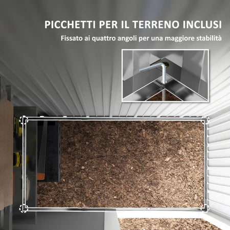 Casetta da Giardino Porta Attrezzi in Acciaio con Porta Bloccabile, 161x95x163/181cm, Verde GB6845-840V00YGGB6