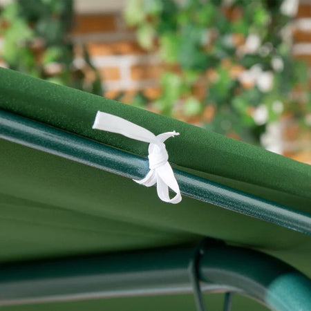 Dondolo da Giardino 3 Posti in Acciaio e Teslin con Tetto Parasole, 172x110x153 cm, Bianco e Verde 84A-054V03GN