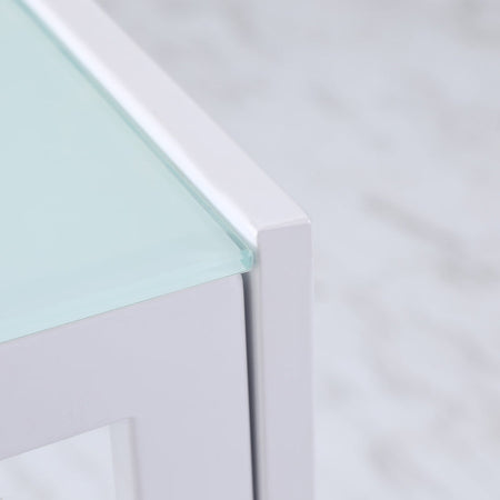 Tavolo Moderno Rettangolare Struttura in Metallo e Piano in Vetro Temperato - Bianco JH3835-479WTJH3