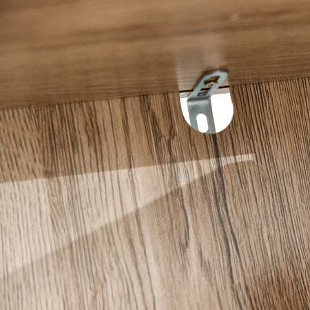 Mobiletto Salvaspazio per Bagno in Legno, Mobile da Bagno con 2 Armadietti e 6 Ripiani, Grigio e Rovere, Design a Torre 30 x 24 x 170cm QS5834-240QS5