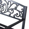 Panchina da Giardino in Metallo con Schienale Decorato, 127x60x87cm - Nero 840-036