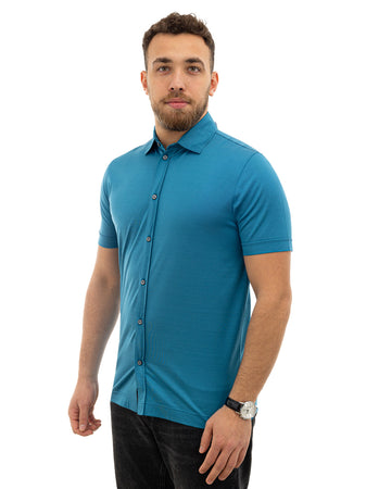 CANALI Camicia Canali azzurro manica corta da uomo