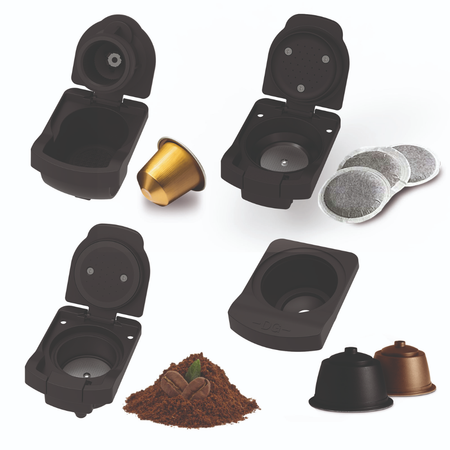 Macchina da Caffè Espresso Multi Capsula 4 in 1 – Compatibile Nespresso, Dolce Gusto, Lavazza – 20 Bar – 1400 W – Serbatoio 0,85 L