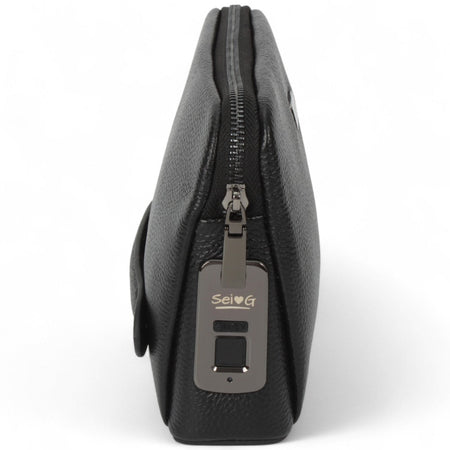 Sei G pochette nera da uomo con lucchetto ID