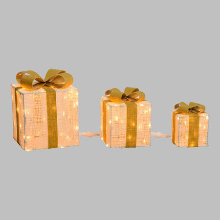Pacchi regalo con telaio in metallo verniciato bianco per decorazioni natalizie set da 3